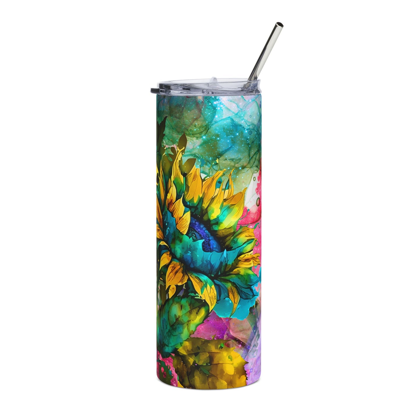 Alcohol Ink Sunflower Stainless Steel Tumbler | 20oz Insulated Tumbler