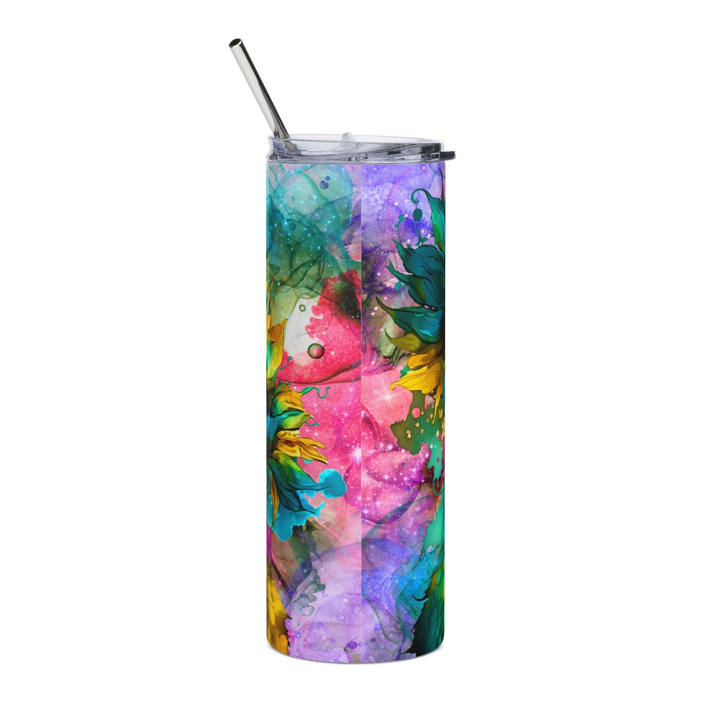 Alcohol Ink Sunflower Stainless Steel Tumbler | 20oz Insulated Tumbler