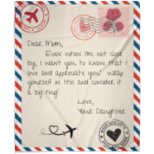 MOM LETTER BLANKET | FROM DAUGHTER | FLM Arctic Fleece Blanket 50x60
