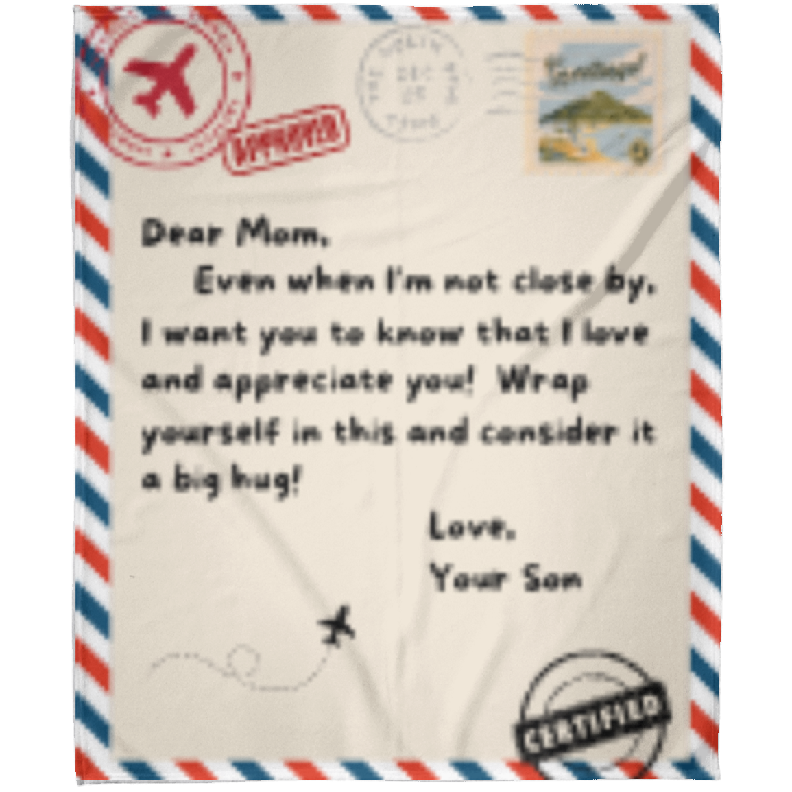 MOM LETTER BLANKET | FROM SON | FLM Arctic Fleece Blanket 50x60