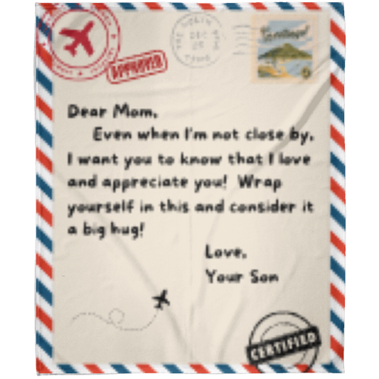 MOM LETTER BLANKET | FROM SON | FLM Arctic Fleece Blanket 50x60