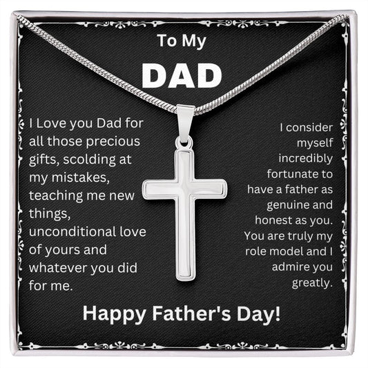 My Dad | Happy Fathers Day - Steel Cross Necklace